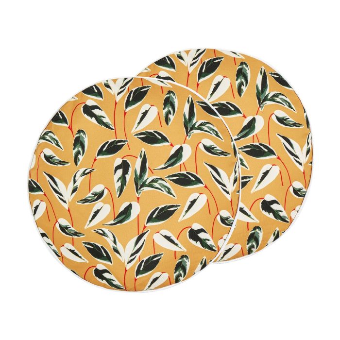Set of 2 Outdoor Cushions Leaf Motif ⌀ 40 cm Multicolour TAGGIA