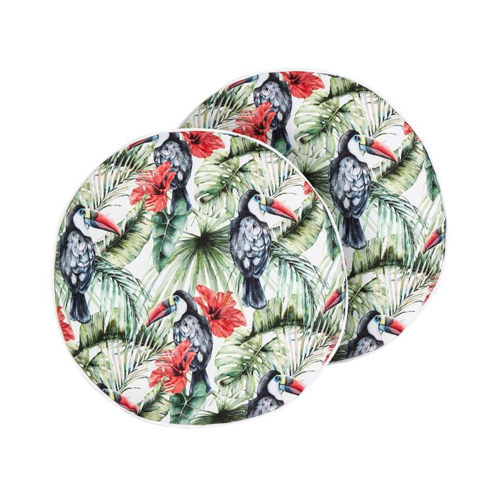 Set of 2 Outdoor Cushions Toucan Pattern ⌀ 40 cm Multicolour MALLARE