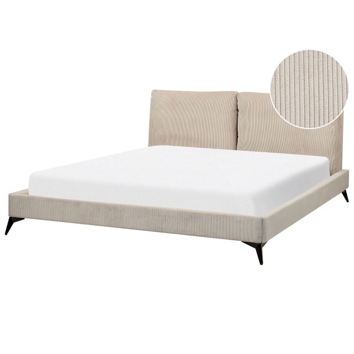 Corduroy EU Super King Size Bed Taupe MELLE
