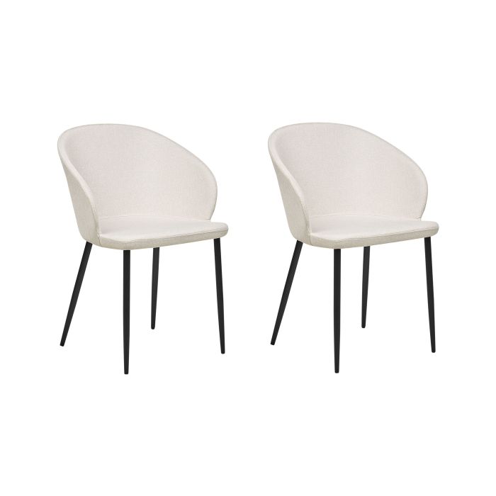 Set of 2 Fabric Dining Chairs Light Beige MASON
