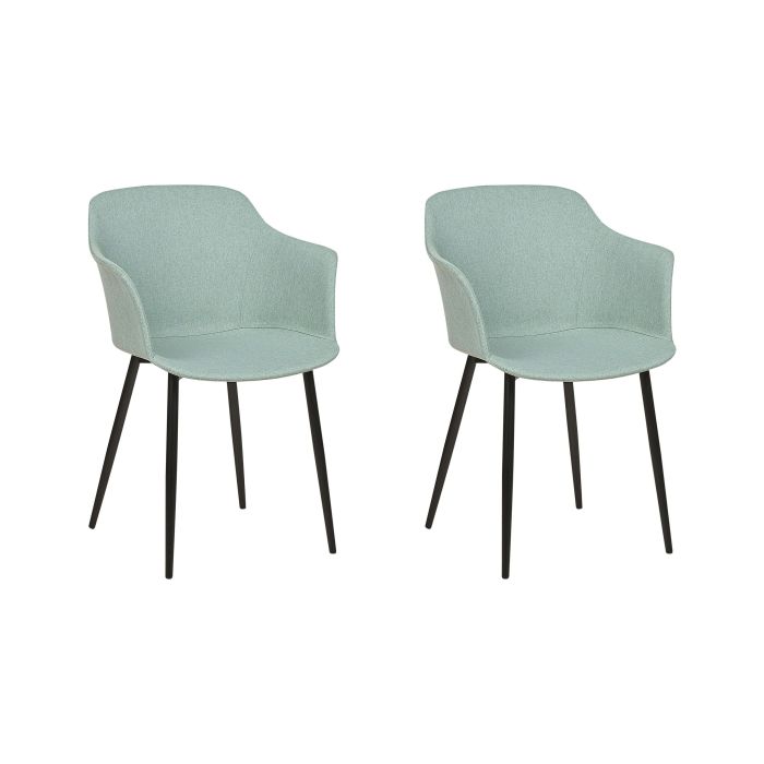 Set of 2 Fabric Dining Chairs Mint Green ELIM