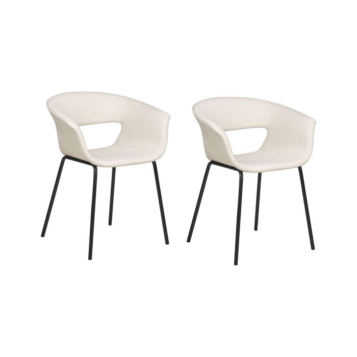 Set of 2 Fabric Dining Chairs Beige ELMA