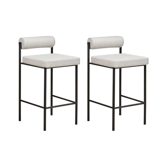 Set of 2 Fabric Bar Chairs Light Grey AMAYA