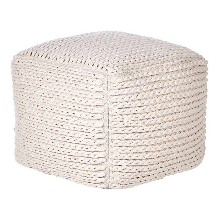 Cotton Pouffe 50 x 50 x 35 cm Light Beige DAMAN