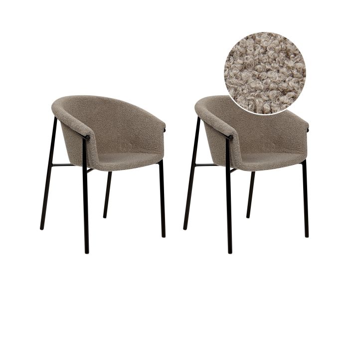 Set of 2 Boucle Dining Chairs Taupe AMES
