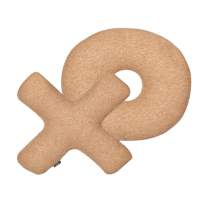 Set of 2 Teddy Letter Cushions Light Brown
