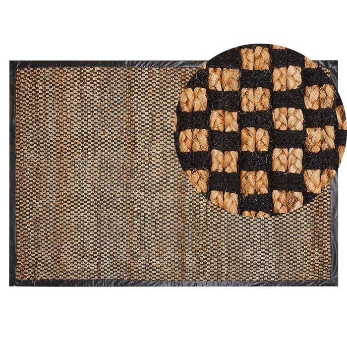 Jute Area Rug 140x200cm Black and Beige