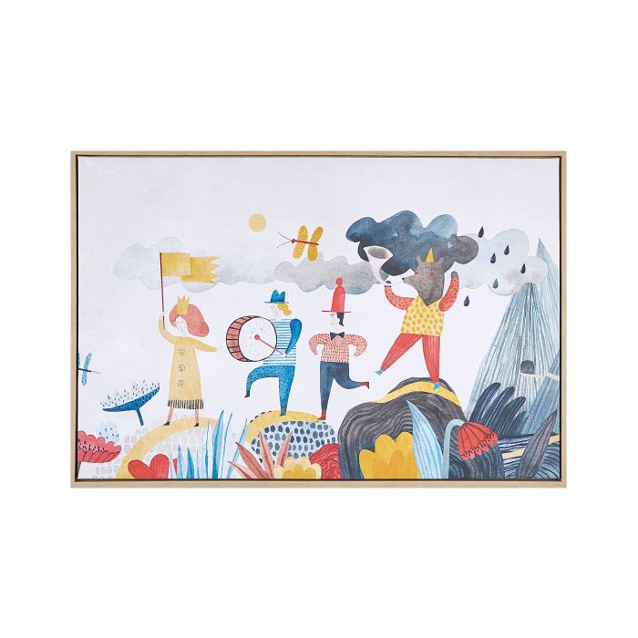 Characters Framed Canvas Wall Art 93 x 63 cm Multicolour BIBBIENA