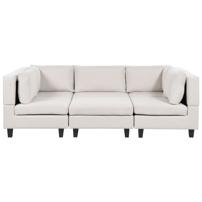 5-Seater Modular Fabric Sofa with Ottoman Light Beige UNSTAD