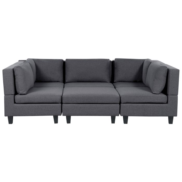 5-Seater Modular Fabric Sofa with Ottoman Dark Grey UNSTAD