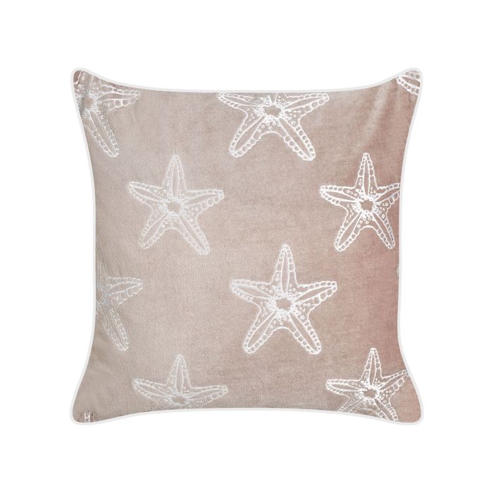 Velvet Cushion Starfish Motif 45x45cm Pink