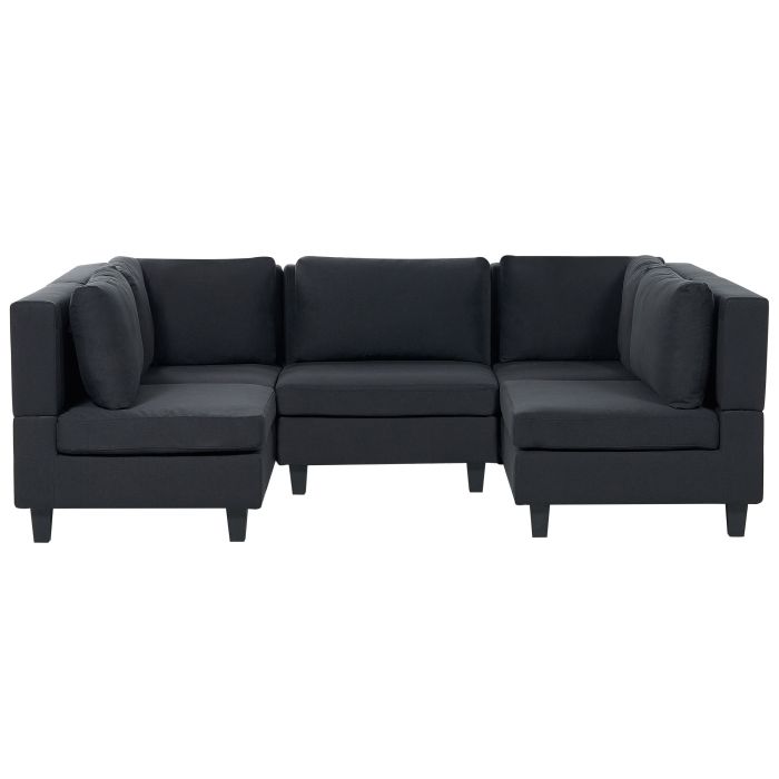 5-Seater Modular Fabric Sofa Black UNSTAD