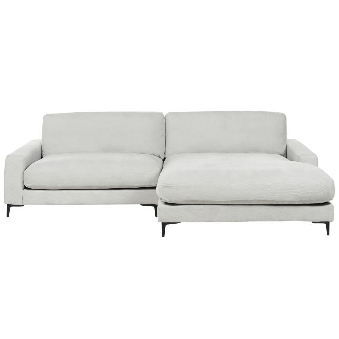 Left Hand Fabric Corner Sofa Light Grey MALOY