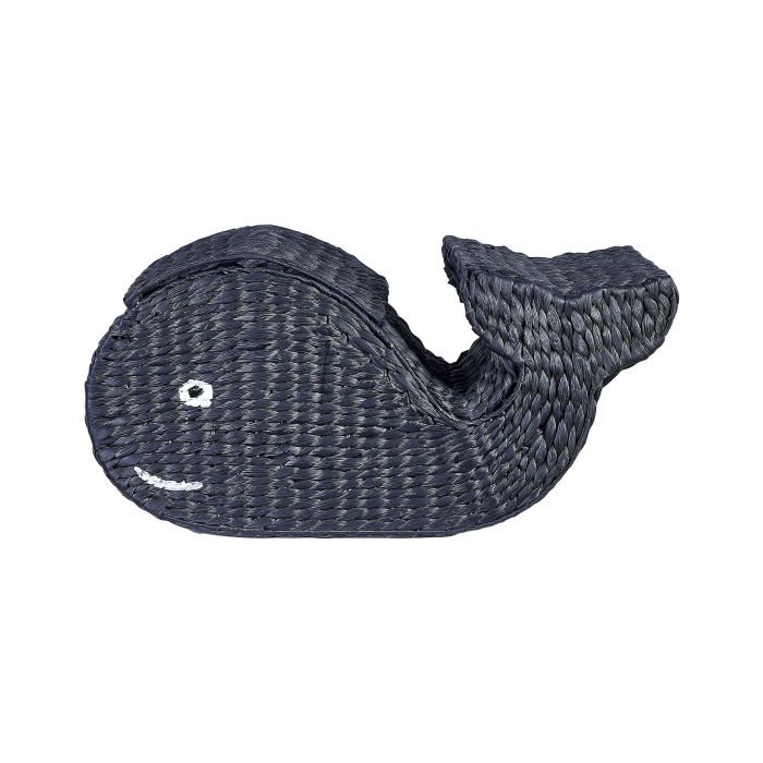 Water Hyacinth Wicker Whale Basket Black
