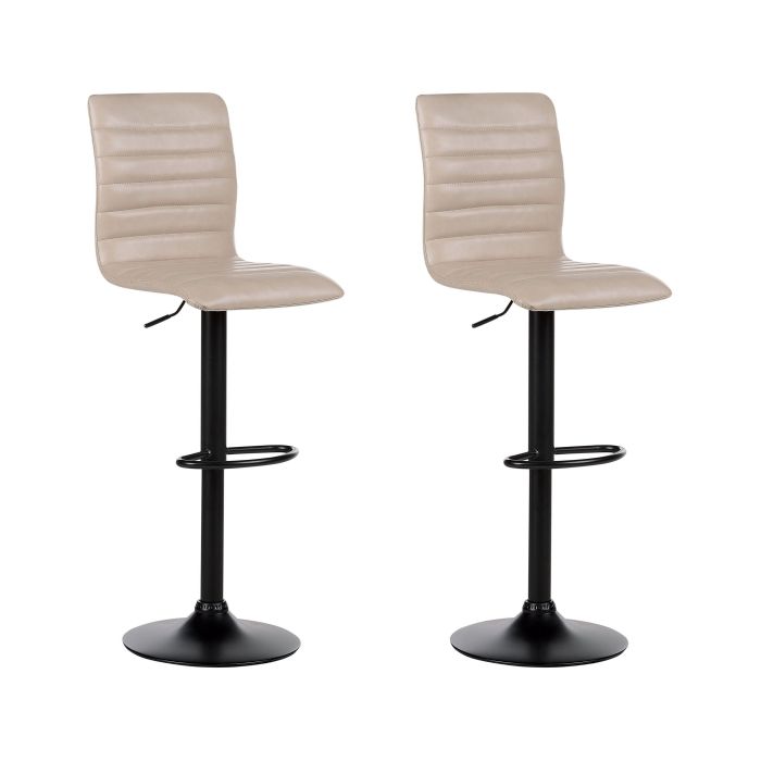 Set of 2 Bar Stools Faux Leather Light Beige LUCERNE II