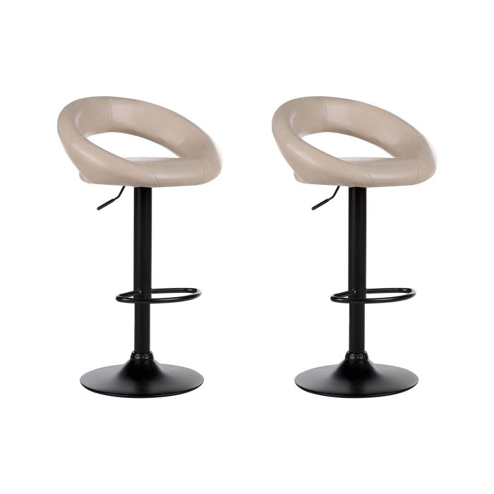Set of 2 Faux Leather Swivel Bar Stools Light Beige PEORIA II