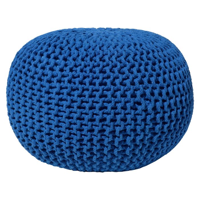 Cotton Knitted Pouffe 50 x 35 cm Navy Blue CONRAD