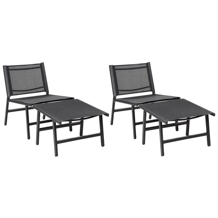 Set of 2 Garden Chairs with Footrests Black MARCEDDI