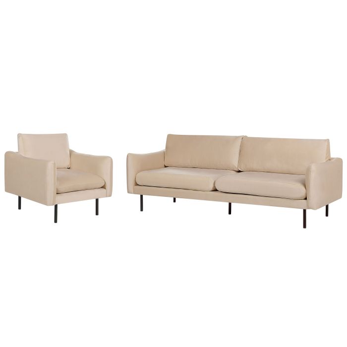 ELARON Velvet Sofa Set - Beige