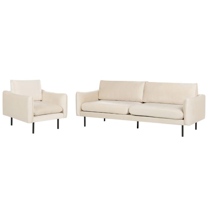 Velvet Living Room Set Light Beige VINTERBRO