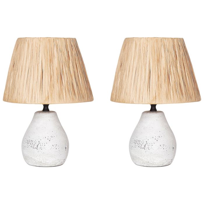 Set of 2 Ceramic Table Lamps White ARWADITO
