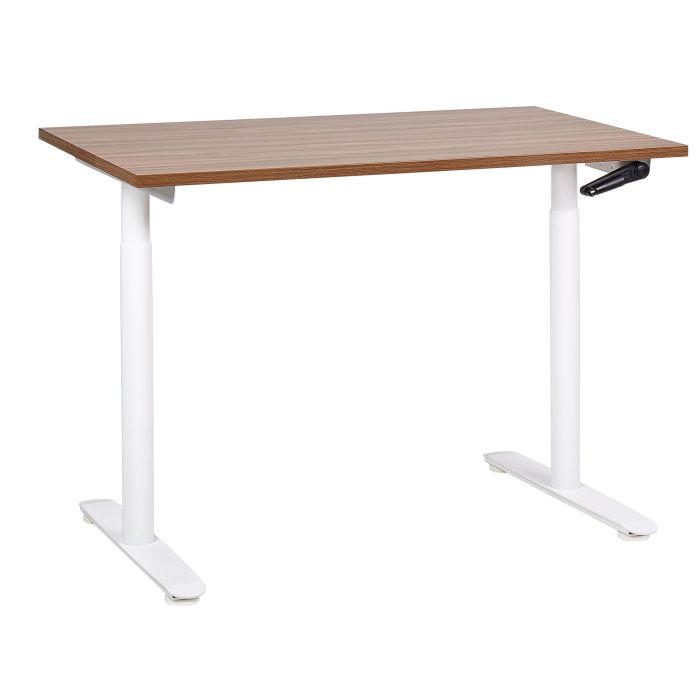 Adjustable Standing Desk 120 x 72 cm Dark Wood and White DESTINAS