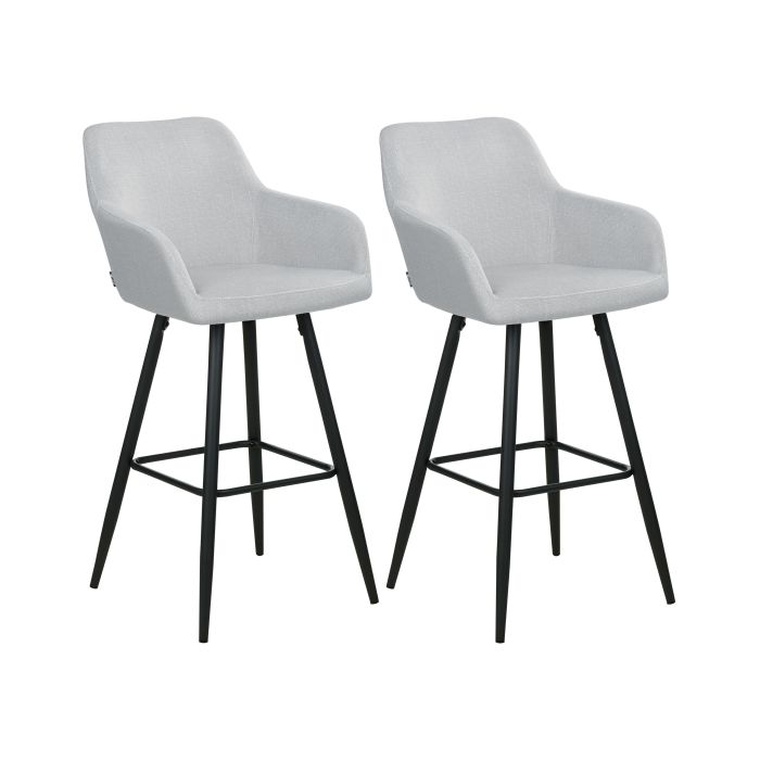 Set of 2 Velvet Bar Chairs Light Grey CASMALIA