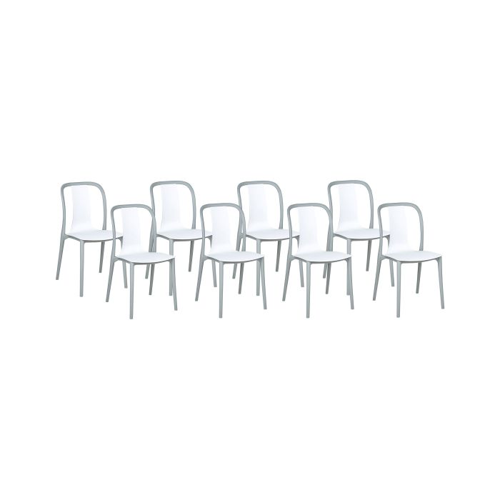 Set of 8 Garden Chairs White and Grey SPEZIA