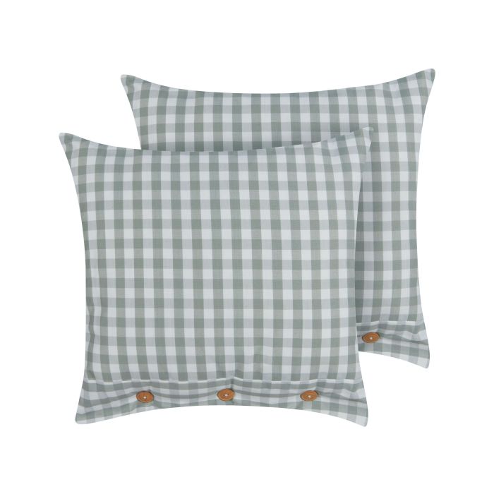 Set of 2 Cushions Chequered Pattern 45x45cm Green and White