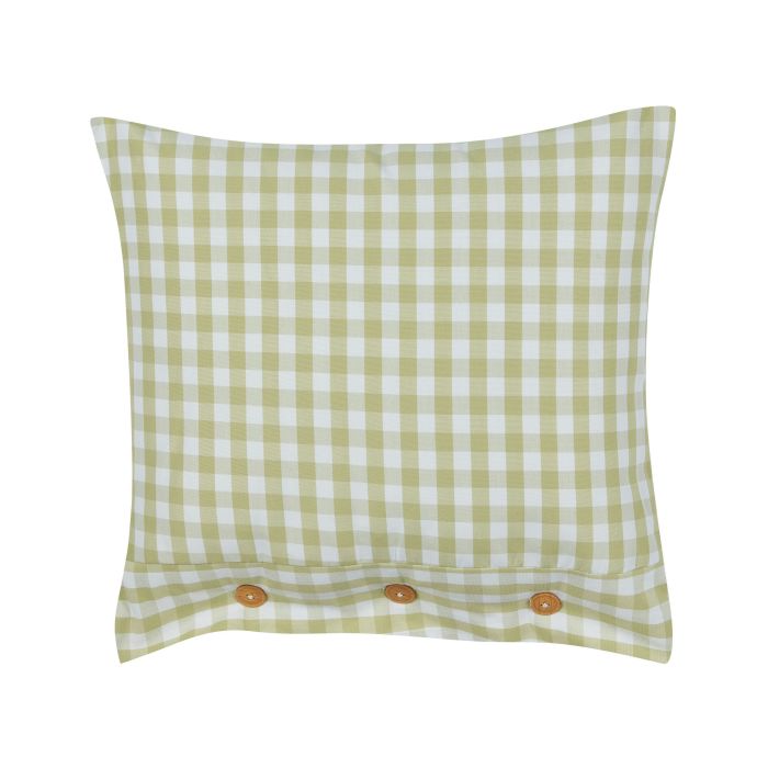 Cushion Chequered Pattern 45x45cm Olive Green and White