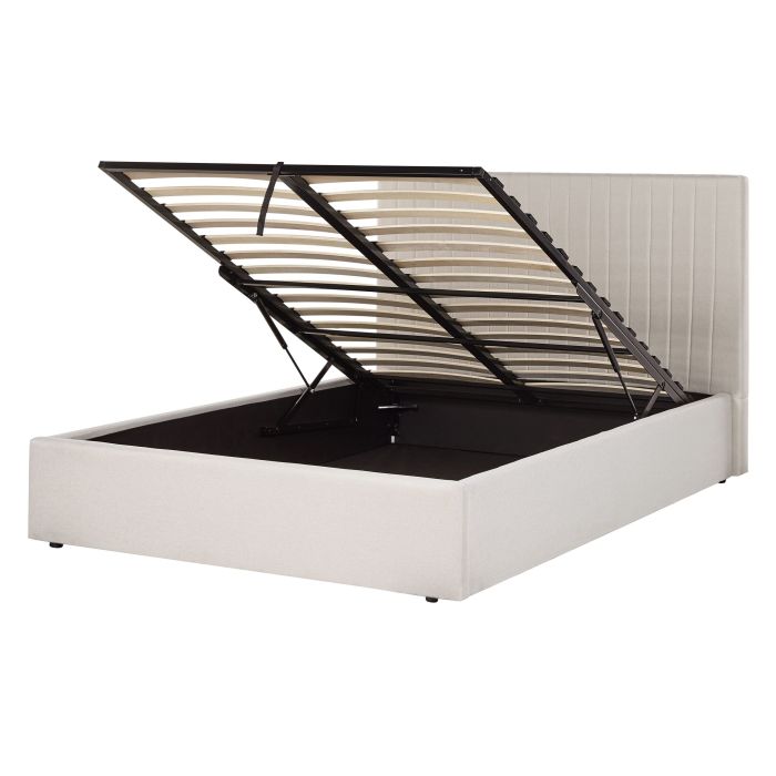 Fabric EU Double Size Ottoman Bed Beige VION
