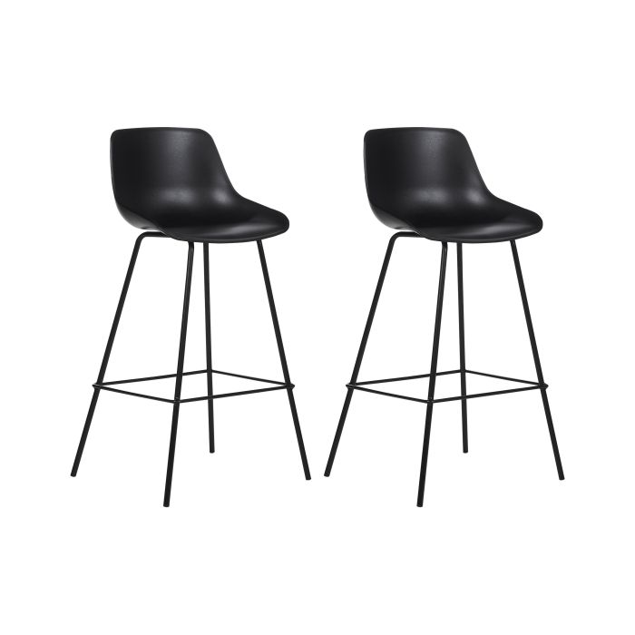 Set of 2 Bar Chairs Black EMMET