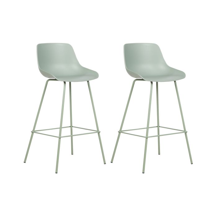 Set of 2 Bar Chairs Light Green EMMET