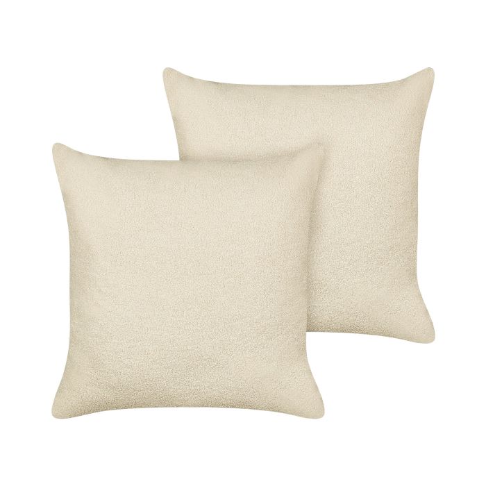 Set of 2 Boucle Cushions 60x60cm Beige