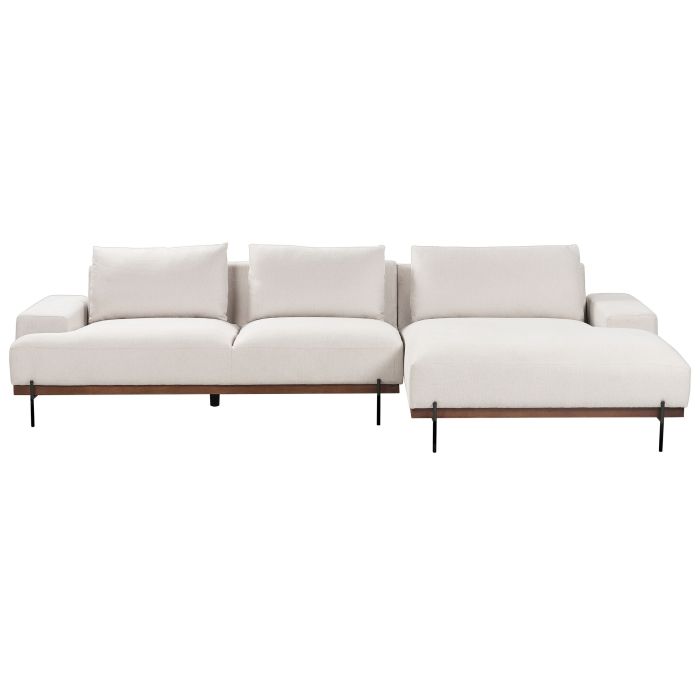 Left Hand Corner Fabric Sofa Beige MARIFERD