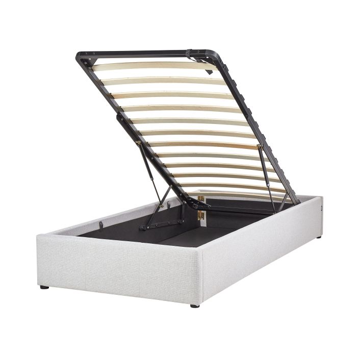 Fabric EU Single Size Ottoman Bed Light Grey DINAN