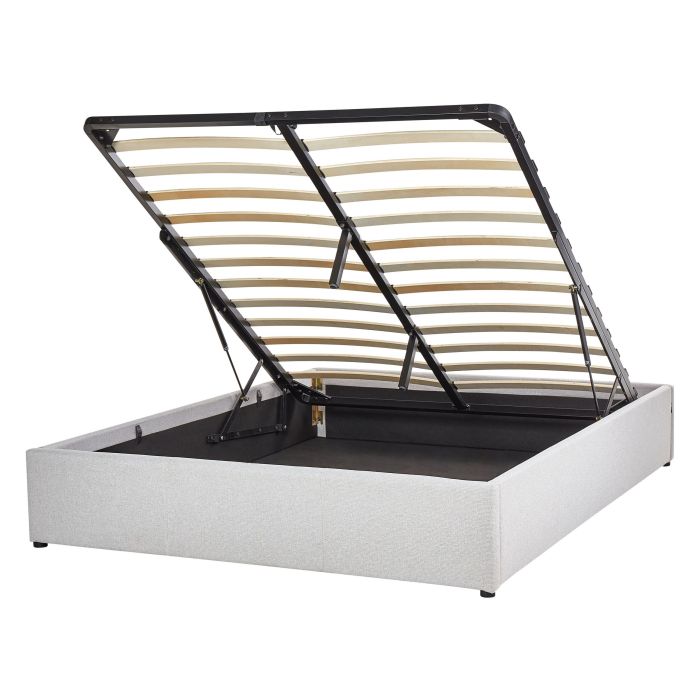 Fabric EU Double Size Ottoman Bed Light Grey DINAN