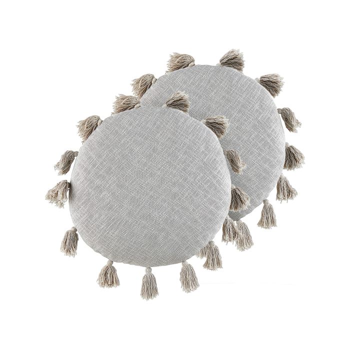 Set of 2 Cotton Cushions with Tassels 45cm Grey