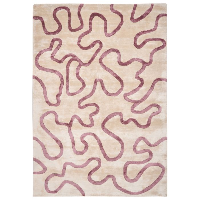 Viscose Area Rug Abstract Pattern 160x230cm Beige and Pink