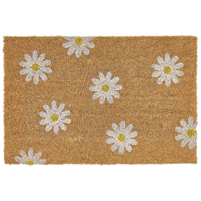Coir Doormat Daisy Pattern Natural TOPKO
