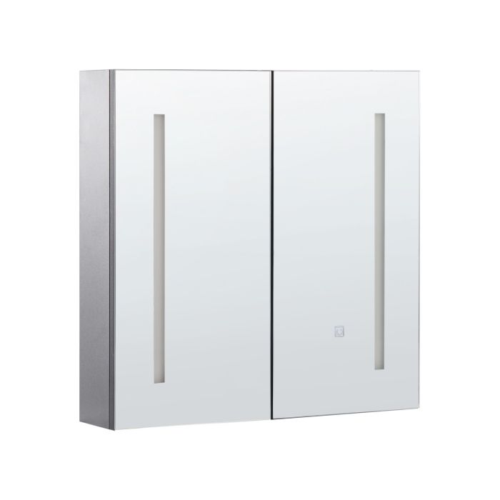 Bathroom Wall Mounted Mirror Cabinet with LED 60 x 60 cm Black CHABUNCO