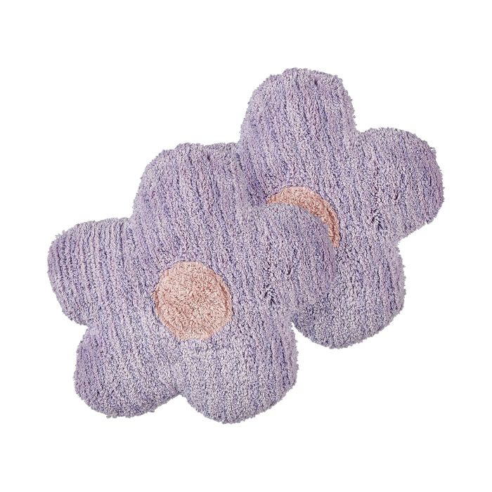Set of 2 Cotton Kids Flower Cushions 30x30cm Violet