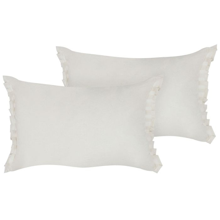 Set of 2 Linen Cushions 30x45cm Off - White