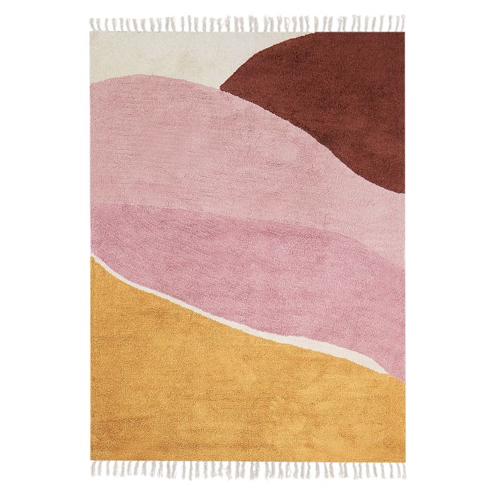 Cotton Area Rug 140x200cm Multicolour and Pink