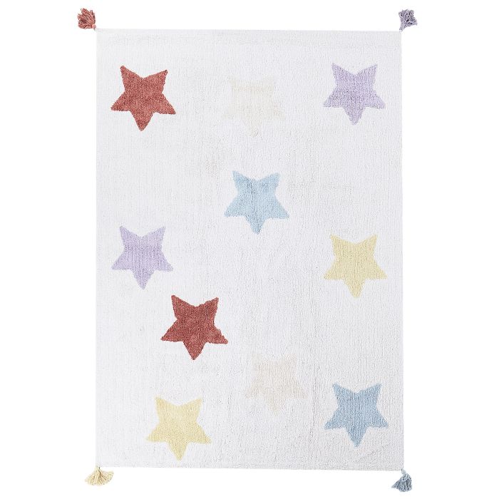 Cotton Kids Area Rug Stars Print 140x200cm Multicolour
