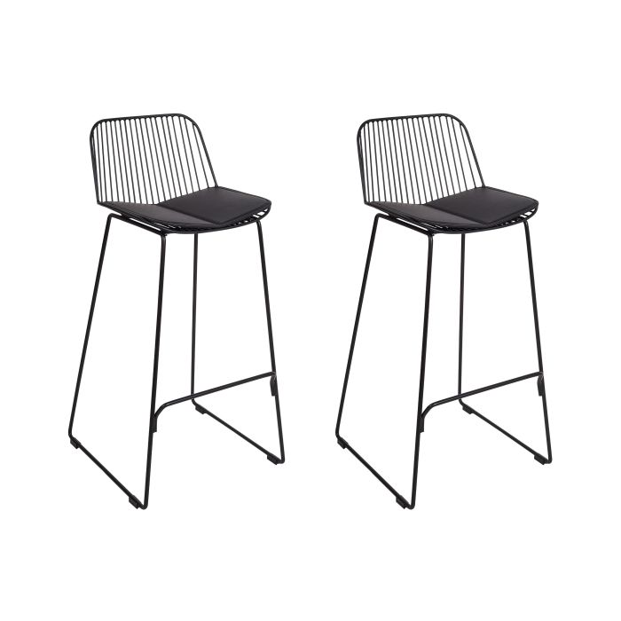 Set of 2 Metal Bar Chairs Black PENSACOLA