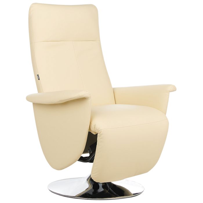 Faux Leather Recliner Chair Cream PRIME