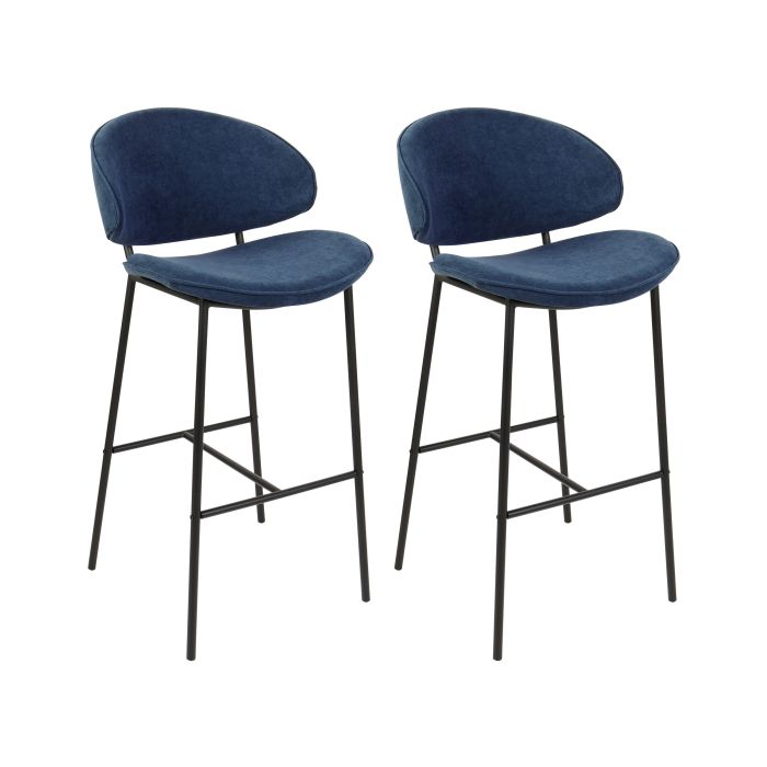 Set of 2 Fabric Bar Chairs Navy Blue KIANA