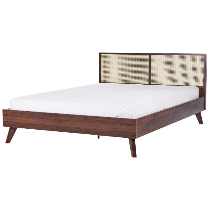 Rattan EU Super King Size Bed Dark Wood MONPAZIER