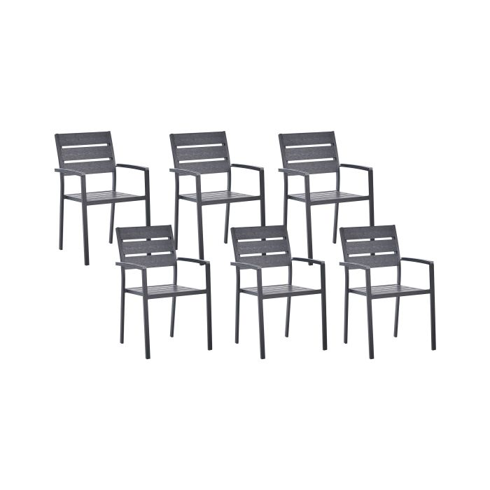 Set of 6 Garden Dining Chairs Black VERNIO